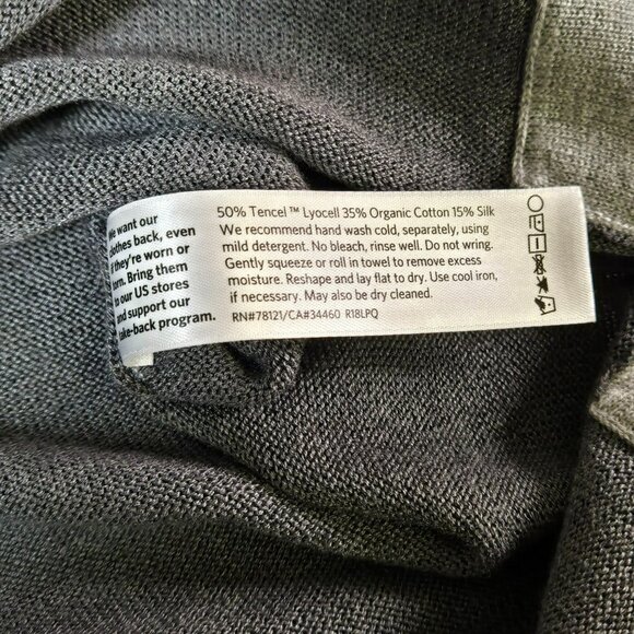 Eileen Fisher XS Gray Tunic Sweater w Matching Scarf Colorblock Sleeves Tencel - Picture 6 of 15